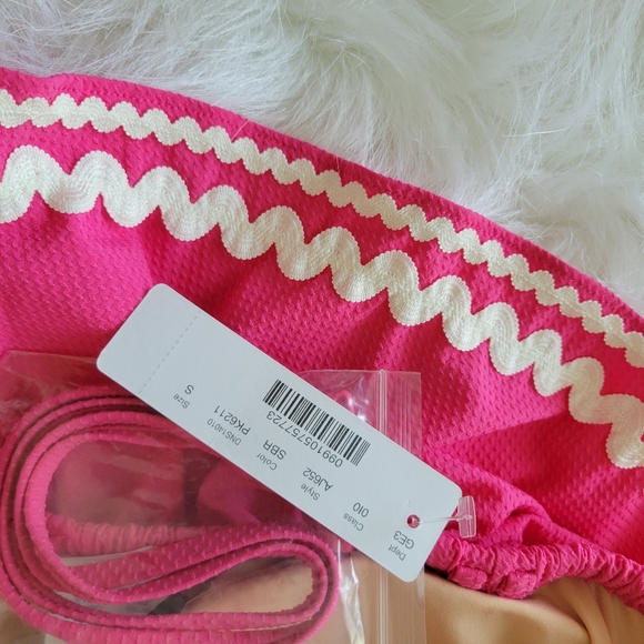 J. Crew Fiesta Ruffle High Waist 2 Piece Bikini Set S NWT Barbie Pink & White - Picture 9 of 14
